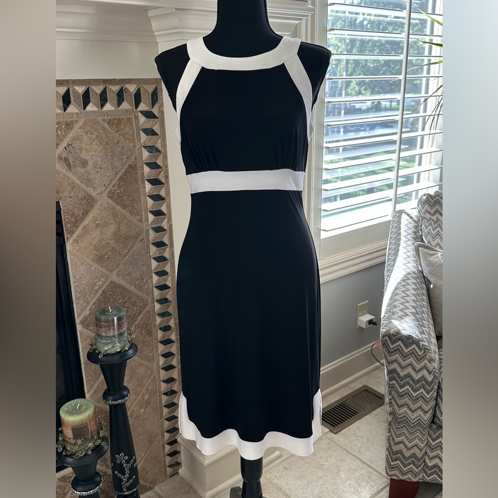 Classic Black and Off White Sleeveless Dress by B Darlin from Dillards